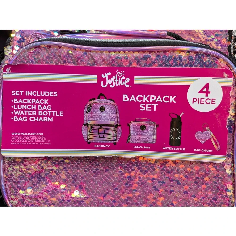 Justice sequin strap accents